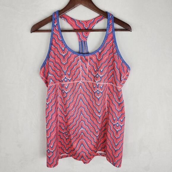 Mountain Hardwear Tank Top XL Mighty Activa Pink Printed Racerback w/ Shelf Bra - Picture 1 of 7